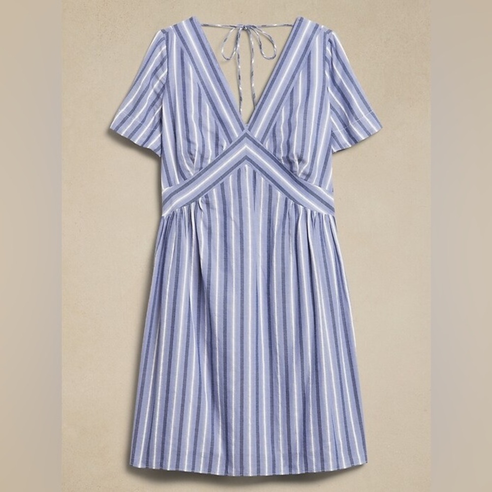 Banana Republic blue & white striped short sleeve cotton dress – XS NWOT - Picture 5 of 7